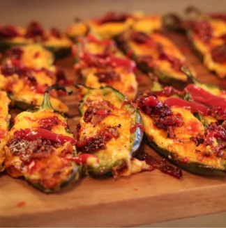 Baked eggplant on a board